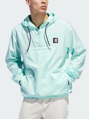 Adidas Originals Trefoil Windbreaker Pullover Mint Green Hooded Jacket Men’s L
